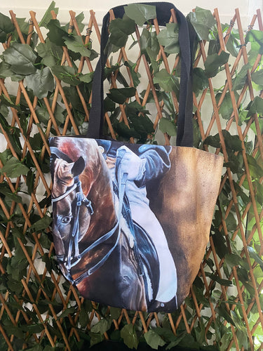 Bay Dressage Horse Tote Bag