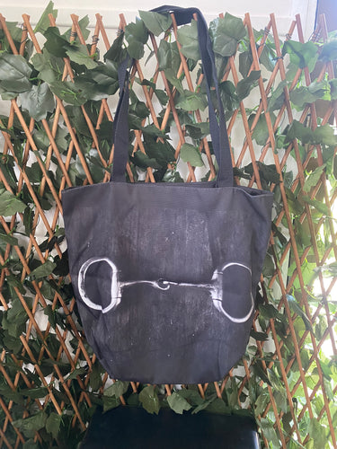 Black Horse Snaffle Bit Tote Bag