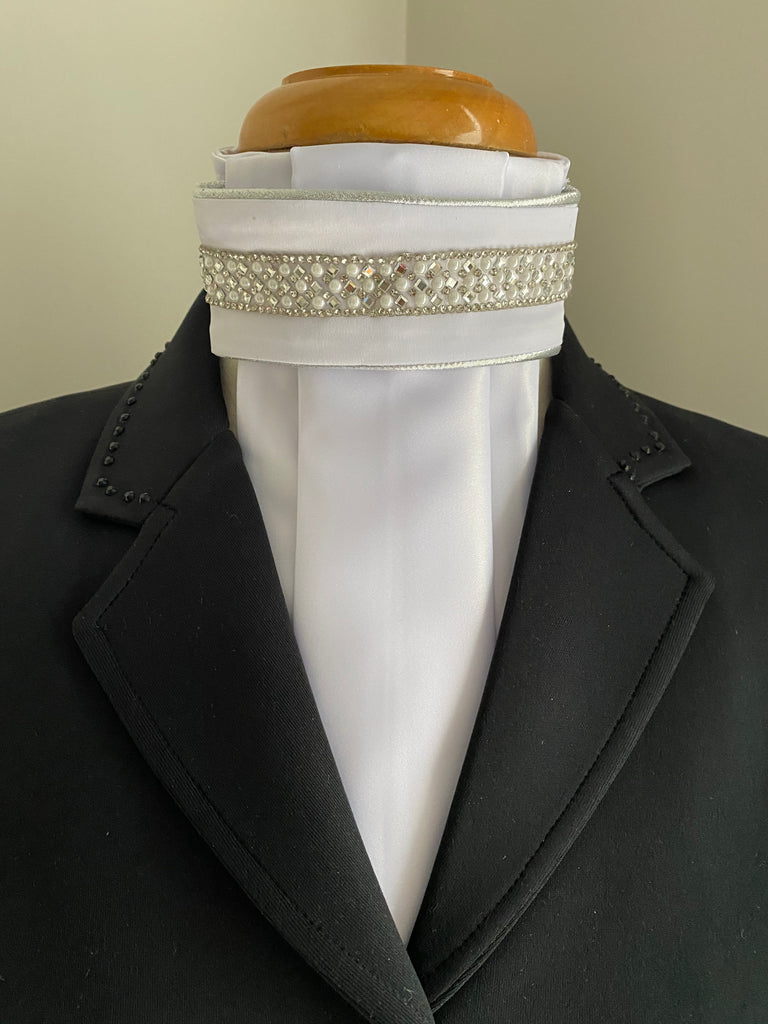 HHD Dressage Euro Stock Tie ‘Hailey’ Silver & Peals – Heavenly Horse ...