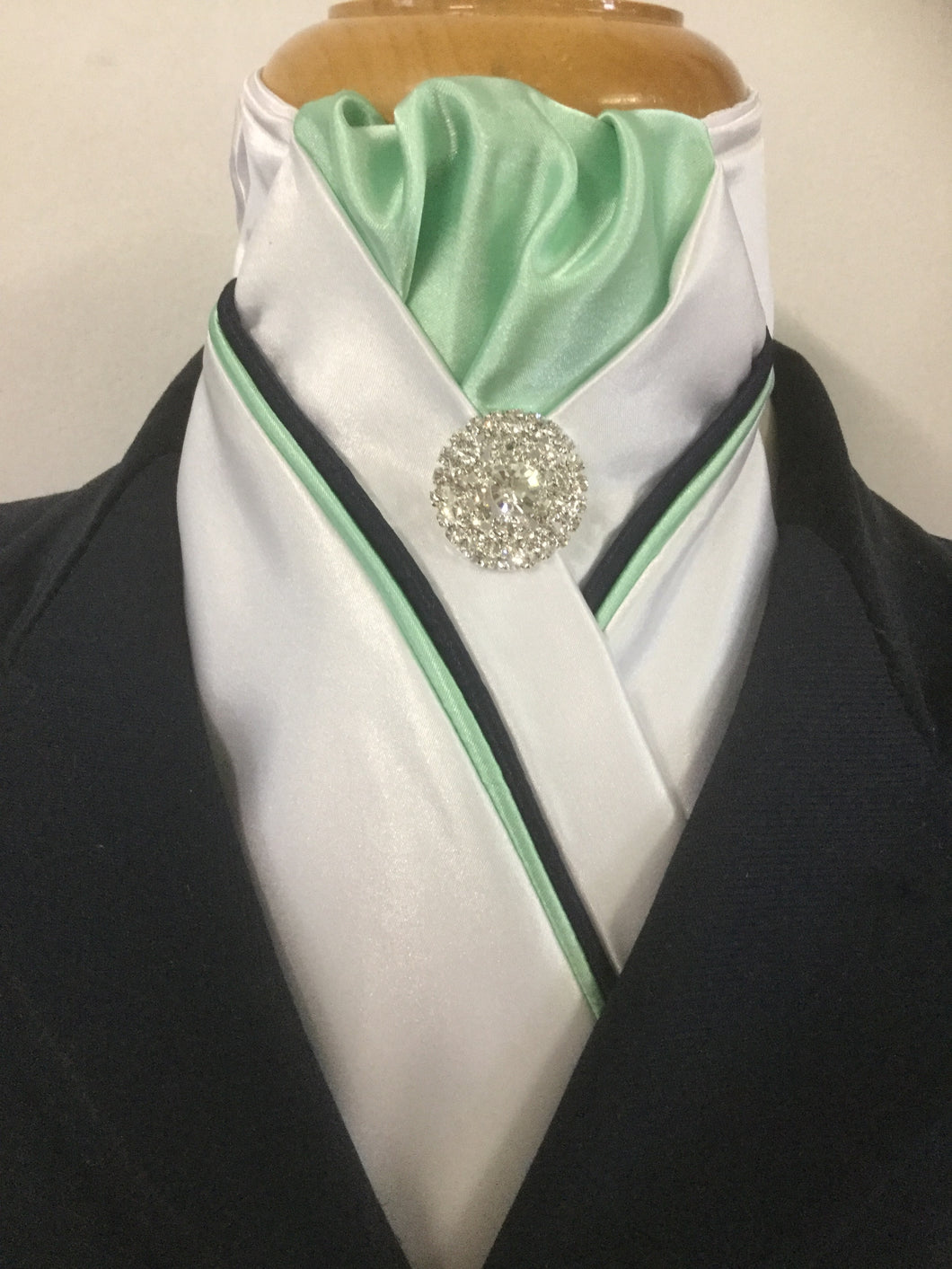 HHD White Custom Stock Tie Mint Green & Navy Available in Other Colour Options