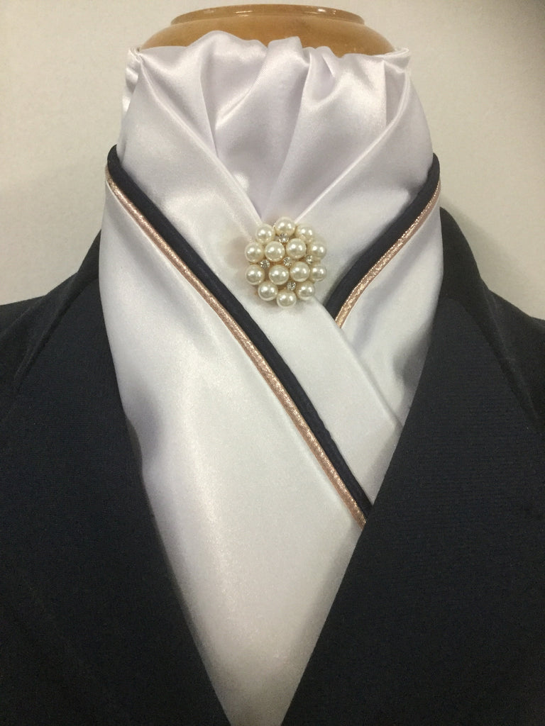HHD White or Cream Dressage Show Stock Tie, Rose Gold Navy Blue or Bla ...